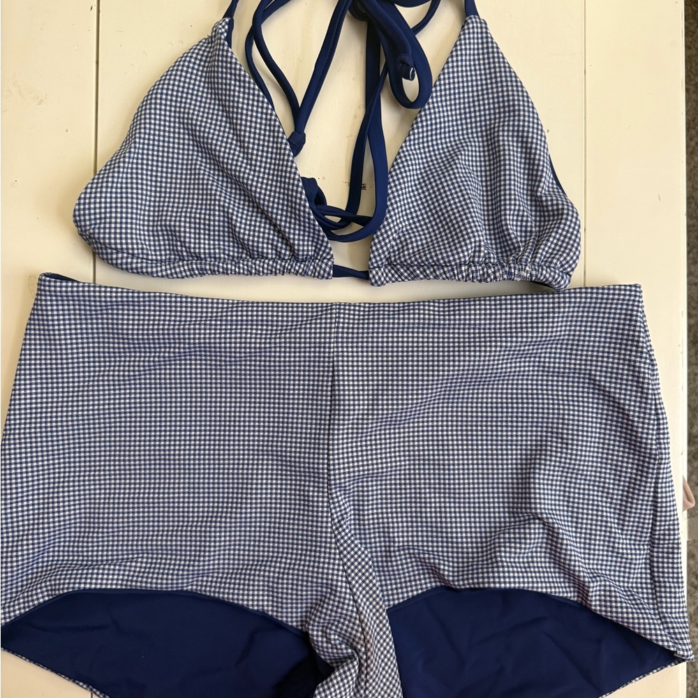 Blue Gingham Women's Bikini Set
